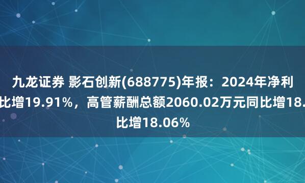 九龙证券 影石创新(688775)年报：2024年净利润同比增19.91%，高管薪酬总额2060.02万元同比增18.06%
