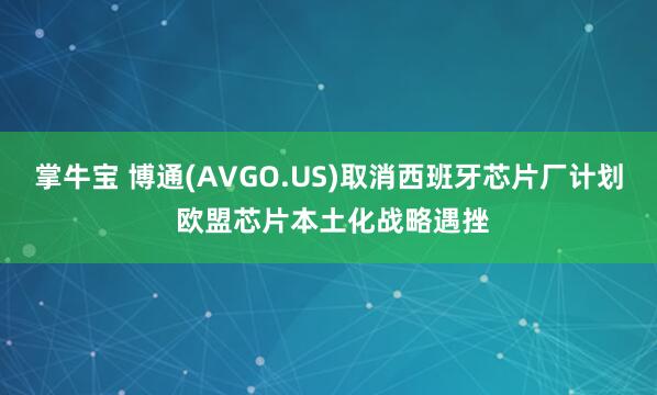 掌牛宝 博通(AVGO.US)取消西班牙芯片厂计划 欧盟芯片本土化战略遇挫